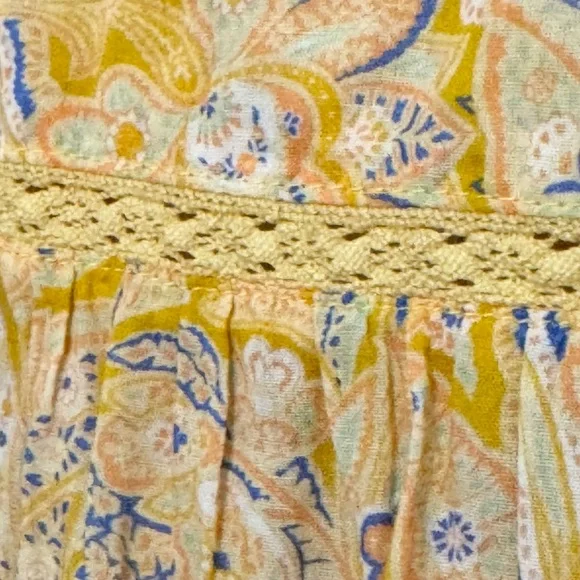 SUNDANCE POPPY BLOOM YELLOW BLUE FLORAL OVERSIZED TUNIC TOP SHIRT SZ M - Picture 5 of 5